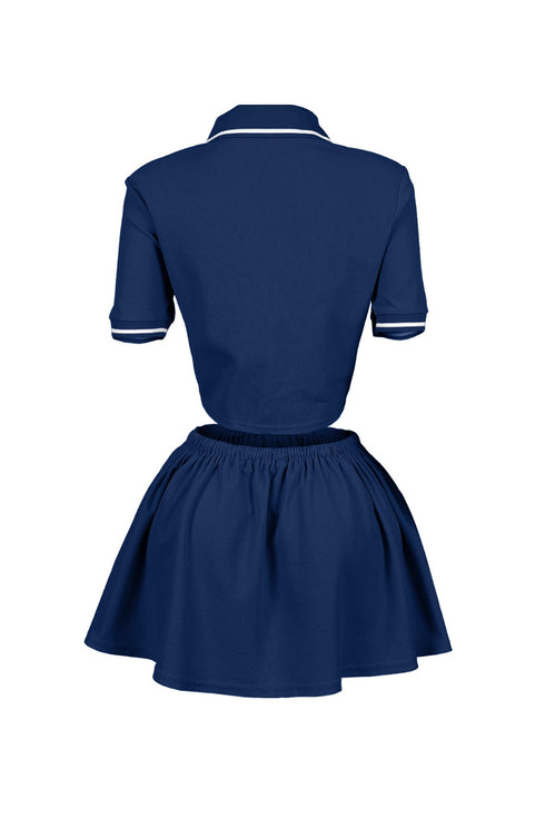 Pamela Polo Trim Crop Top & Skirt SET